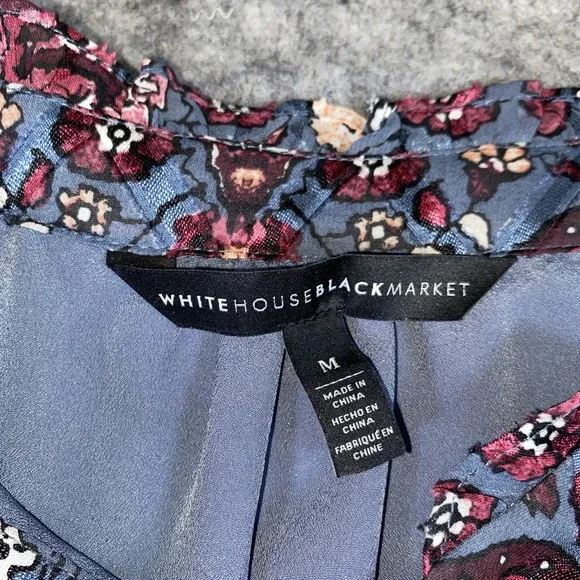 White House Black Market Shift Dress Women's M Multi Color V Neck Flared Sleeve - Picture 7 of 13